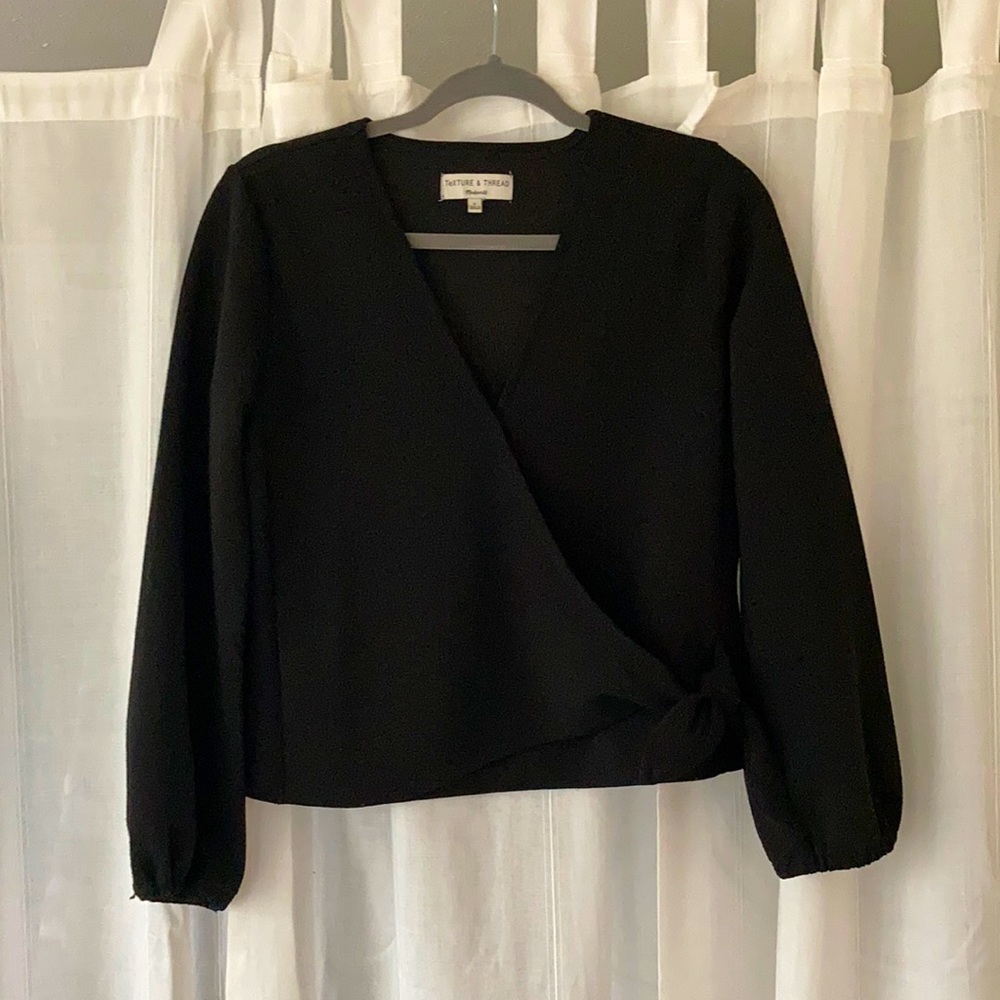 Madewell - sz small, blck mock wrap long sleeve